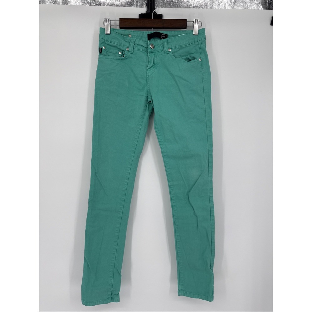 Just Cavalli Jeans Womens 27 Turquoise Aqua Blue Skinny Jeans Y2K Style Low Rise